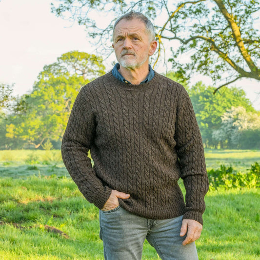 Dark Grey cable crew neck sweater