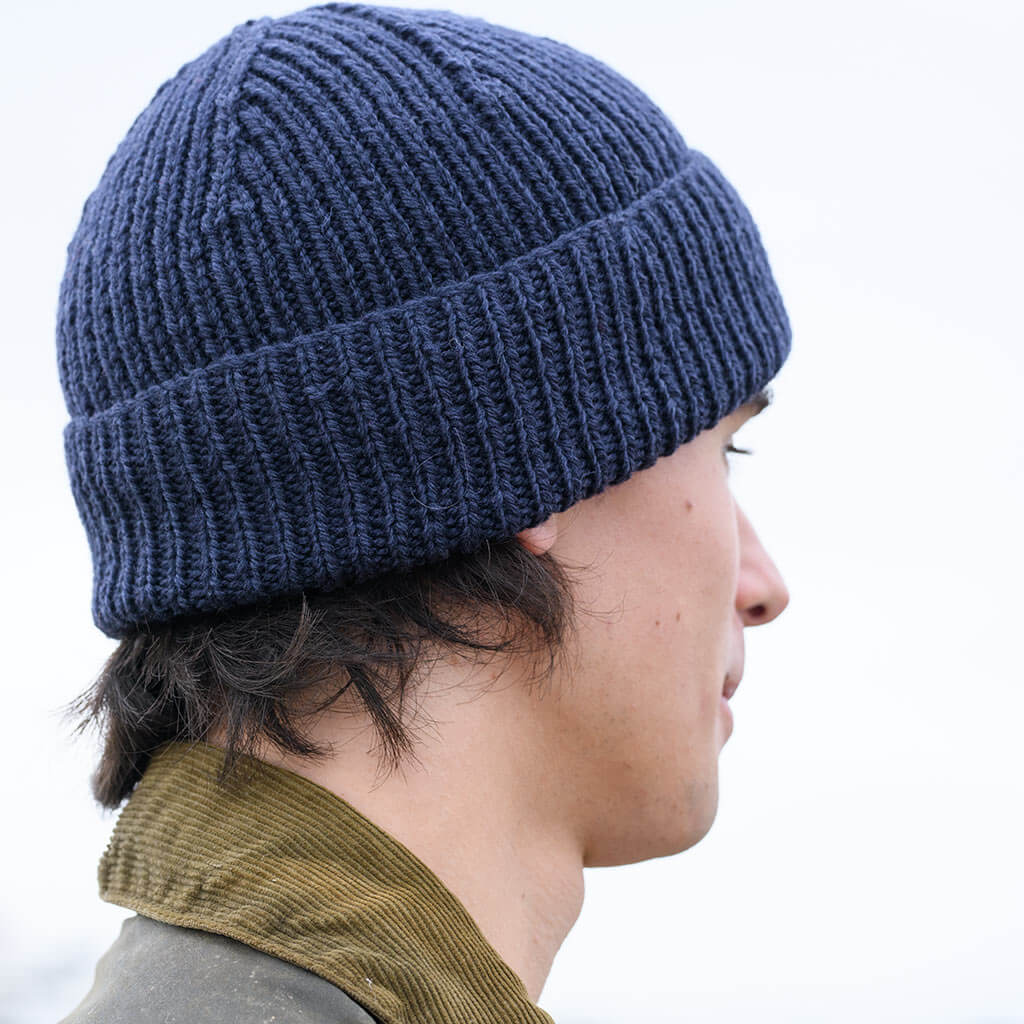 Merino Ribbed Hat - Navy - NEW