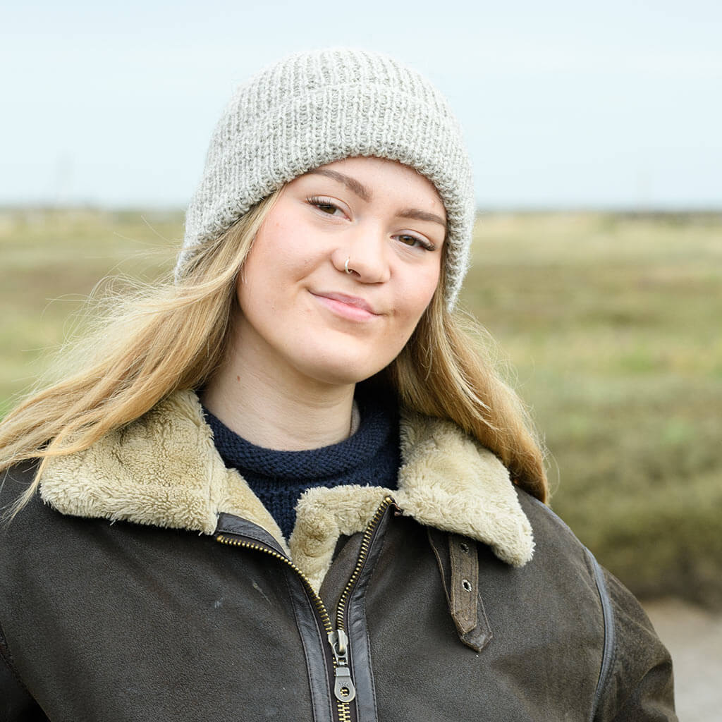 Ribbed wool hat handknitted