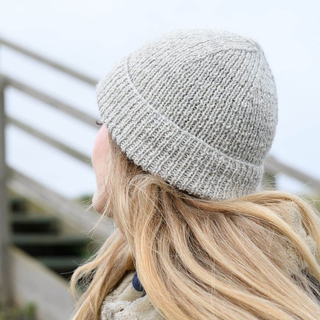 Ribbed wool hat handknitted
