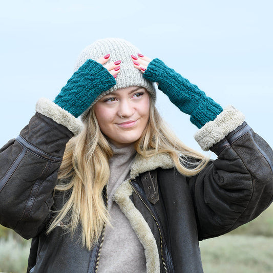 pure wool hand knitted mittens