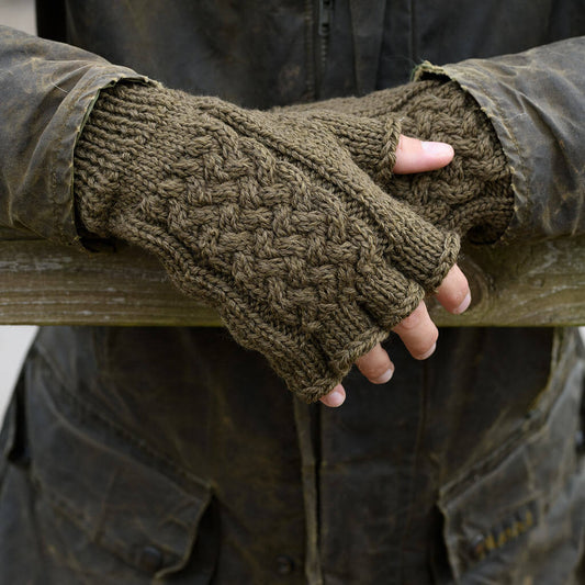 pure wool hand knitted fingerless mittens