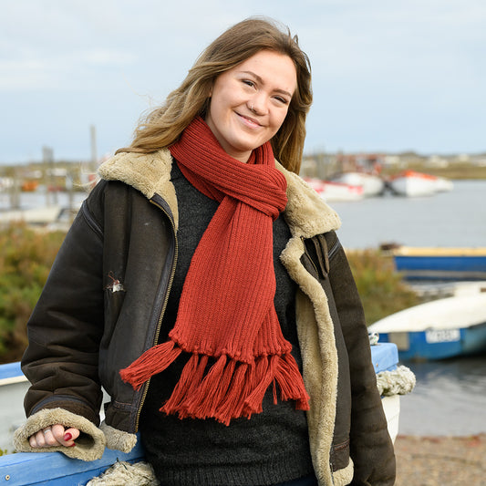 Ribbed Scarf - Rust red