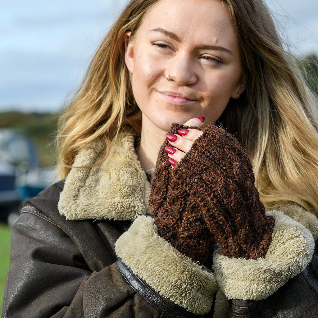 Fingerless Aran Mitts