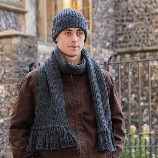 Ribbed Scarf  - Charcoal
