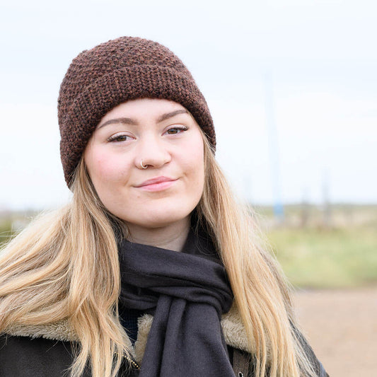 Moss Stitch 100% wool hat handknitted