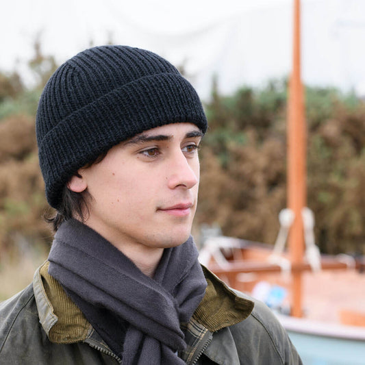 Merino Ribbed Hat - Carbon - NEW