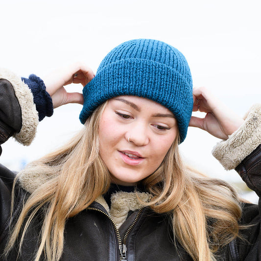 Merino Ribbed Hat - Turquoise blue - NEW