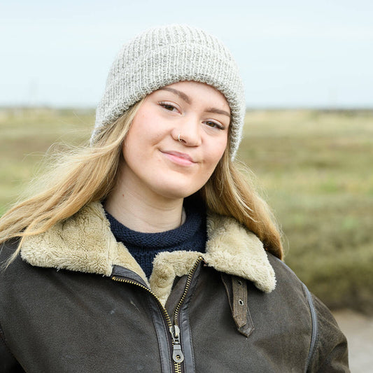 Ribbed wool hat handknitted