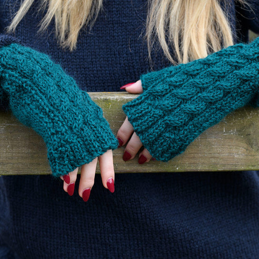 pure wool hand knitted mittens