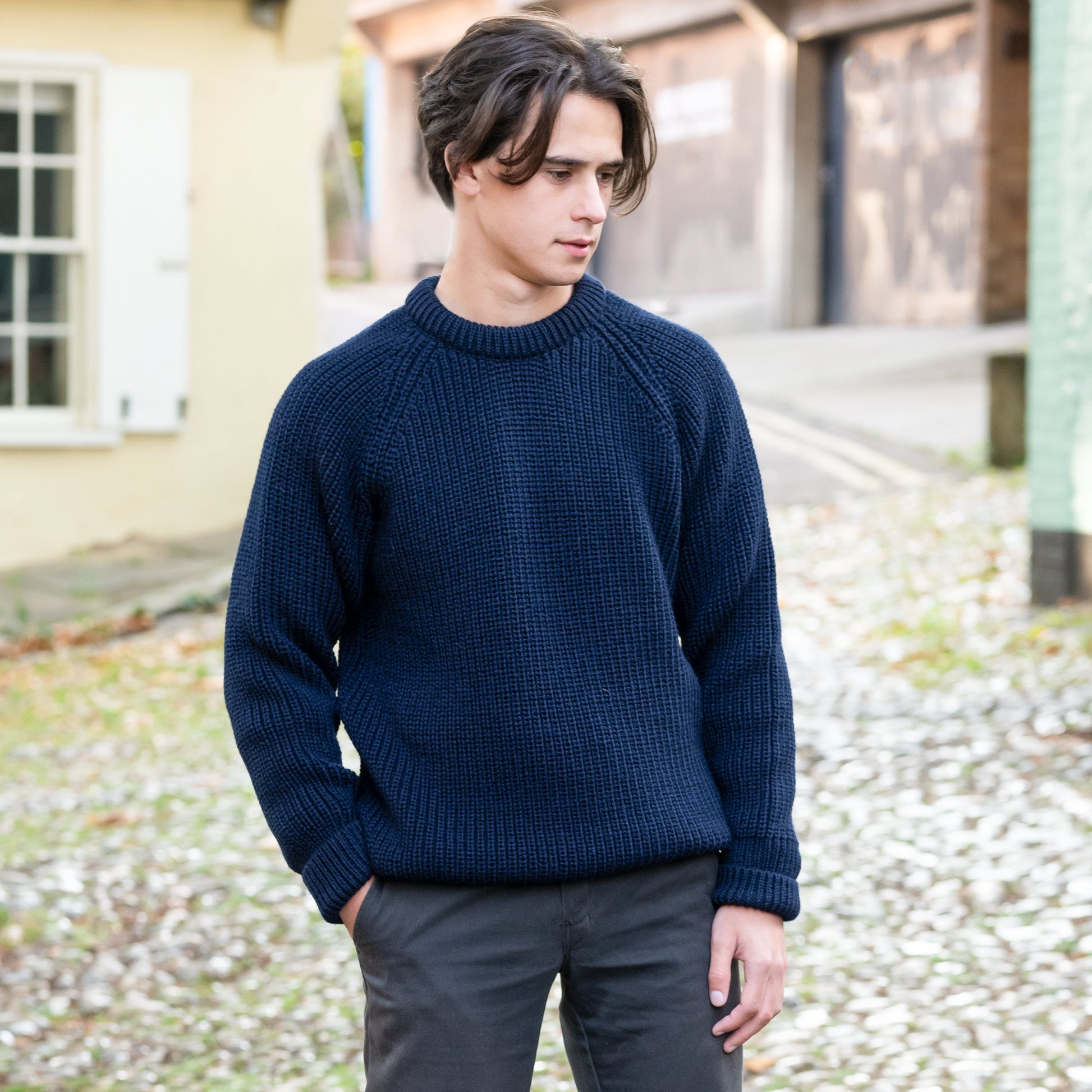 Navy blue 100% wool sweater made by Black Sheep