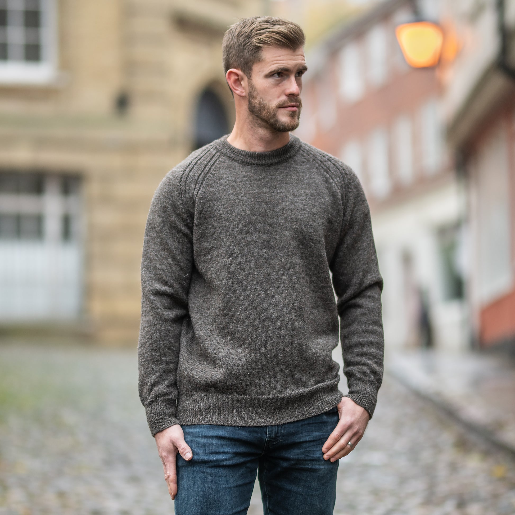 Dark Grey  pure wool crew neck sweater