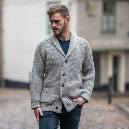 Natural Twist pure wool shawl collar cardigan