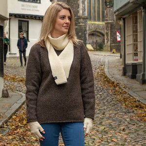Ribbed Scarf and Fingerless Mitts Set
