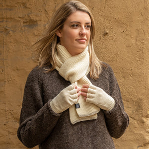 Ribbed scarf and fingerless gloves