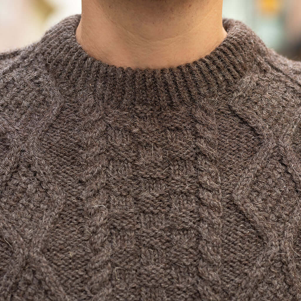 British wool aran crew neck sweater