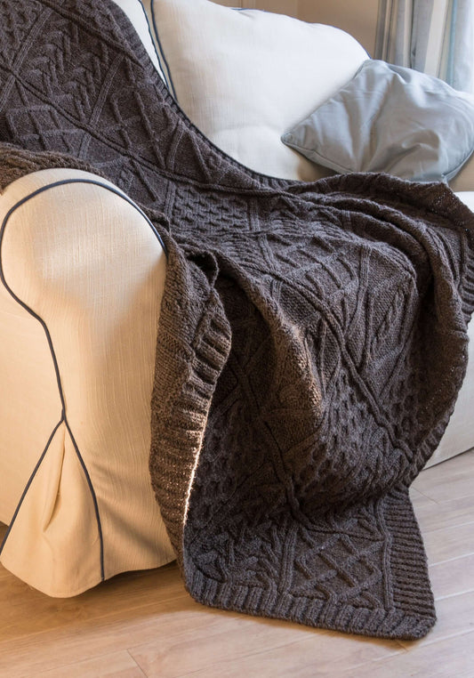 100% British wool patterned throw